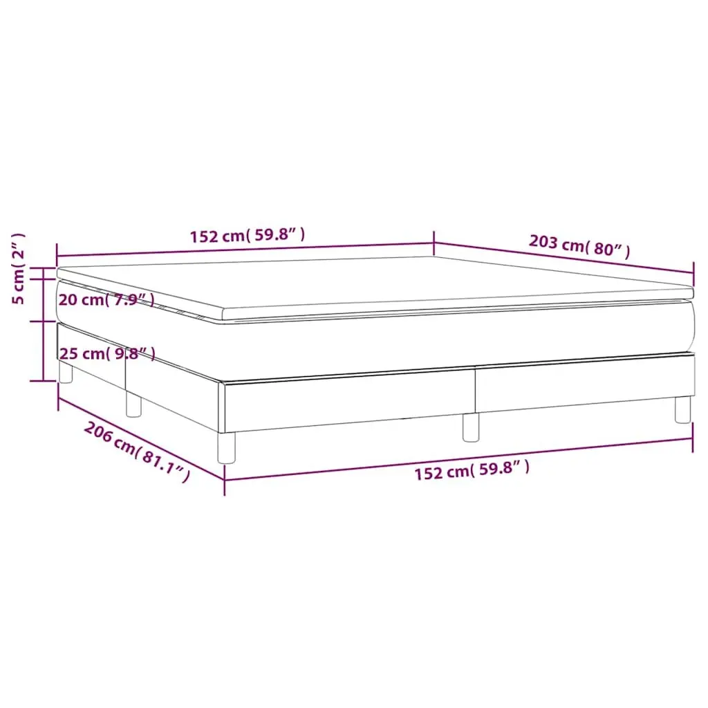 Queen Size Box Spring Bed Grey Velvet 153x203 cm with Pocket Spring Mattress