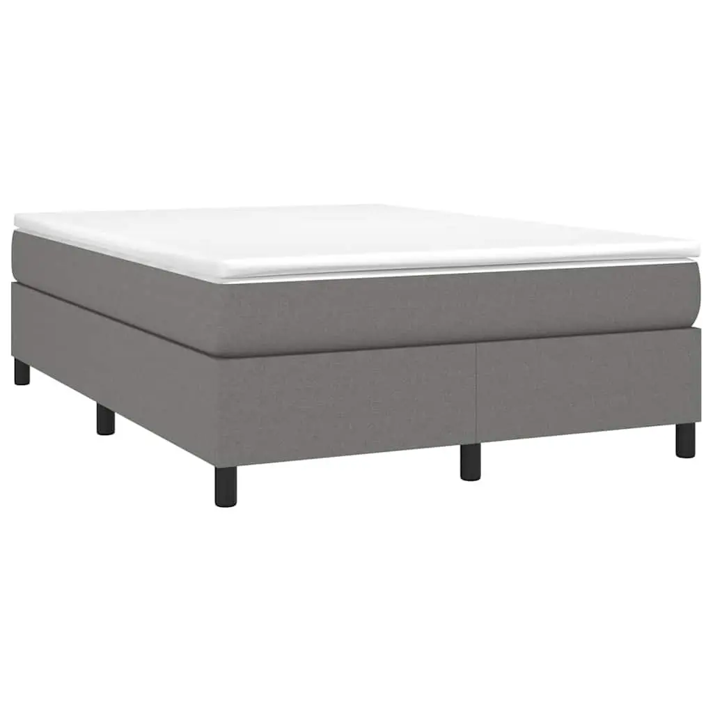 Queen Size Box Spring Bed Grey Fabric 153x203cm Pocket Spring Mattress
