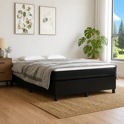 Double Faux Leather Box Spring Bed with Pocket Spring Mattress