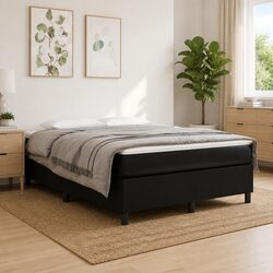 Queen Size Box Spring Bed with Pocket Spring Mattress in Black