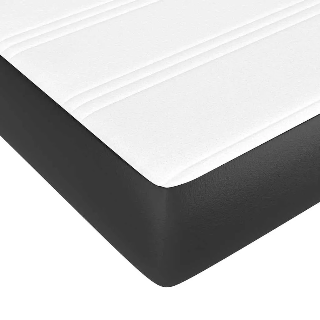 Box Spring Bed King Single Black Faux Leather 106x203cm with Pocket Spring Mattress