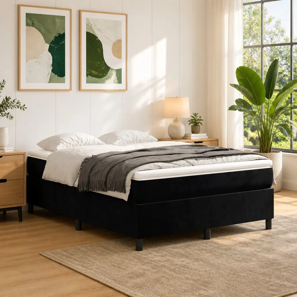 Box Spring Bed Velvet Black 137x190 cm Pocket Spring Mattress
