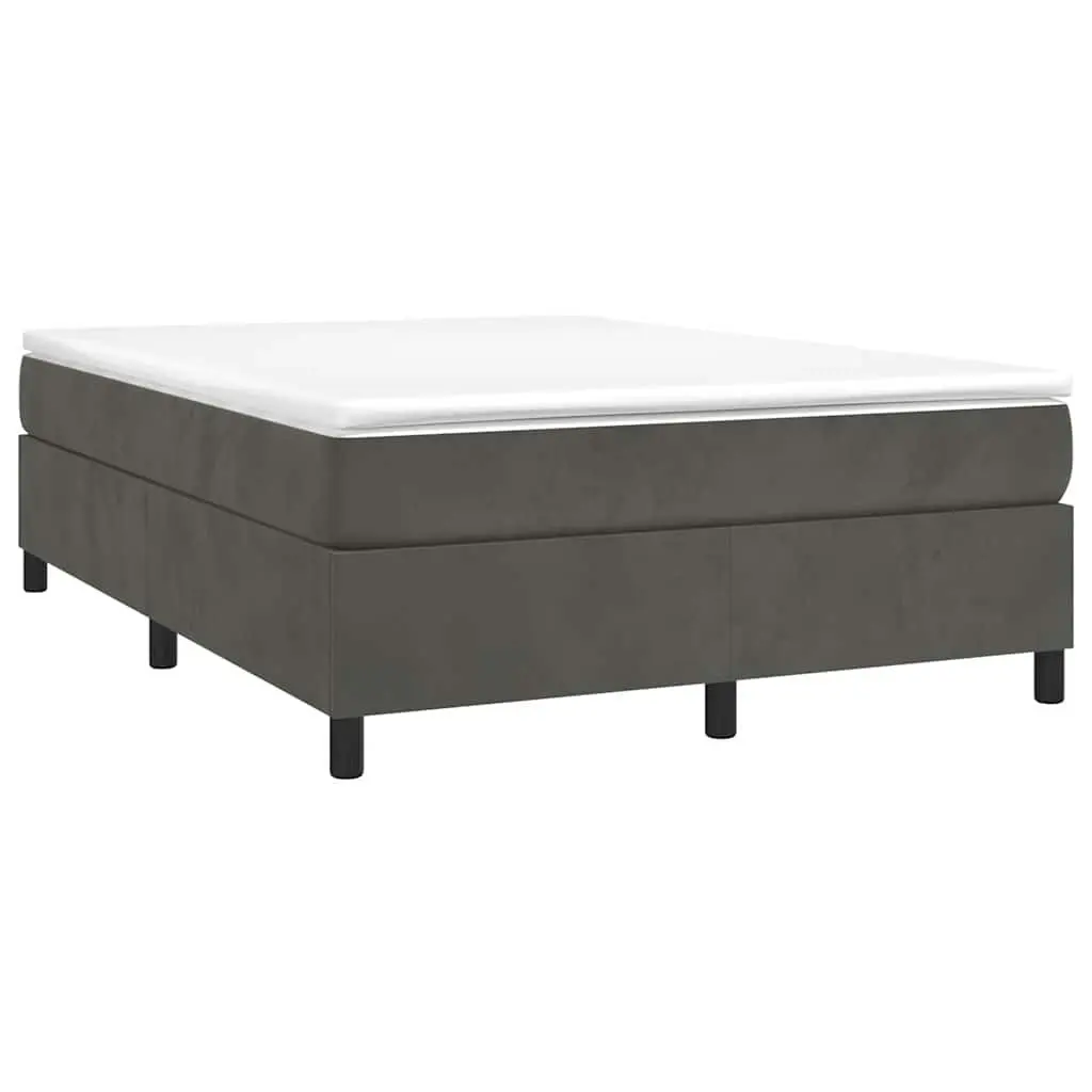 Box Spring Bed Grey Velvet Queen Size 153x203cm with Pocket Spring Mattress