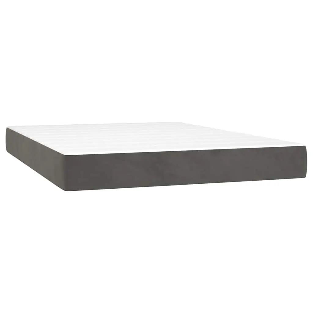 Box Spring Bed Grey Velvet Queen Size 153x203cm with Pocket Spring Mattress
