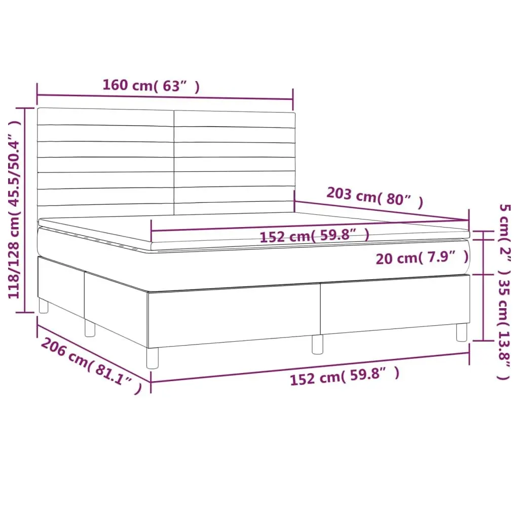 Queen Size Box Spring Bed with Pocket Spring Mattress Dark Grey Fabric