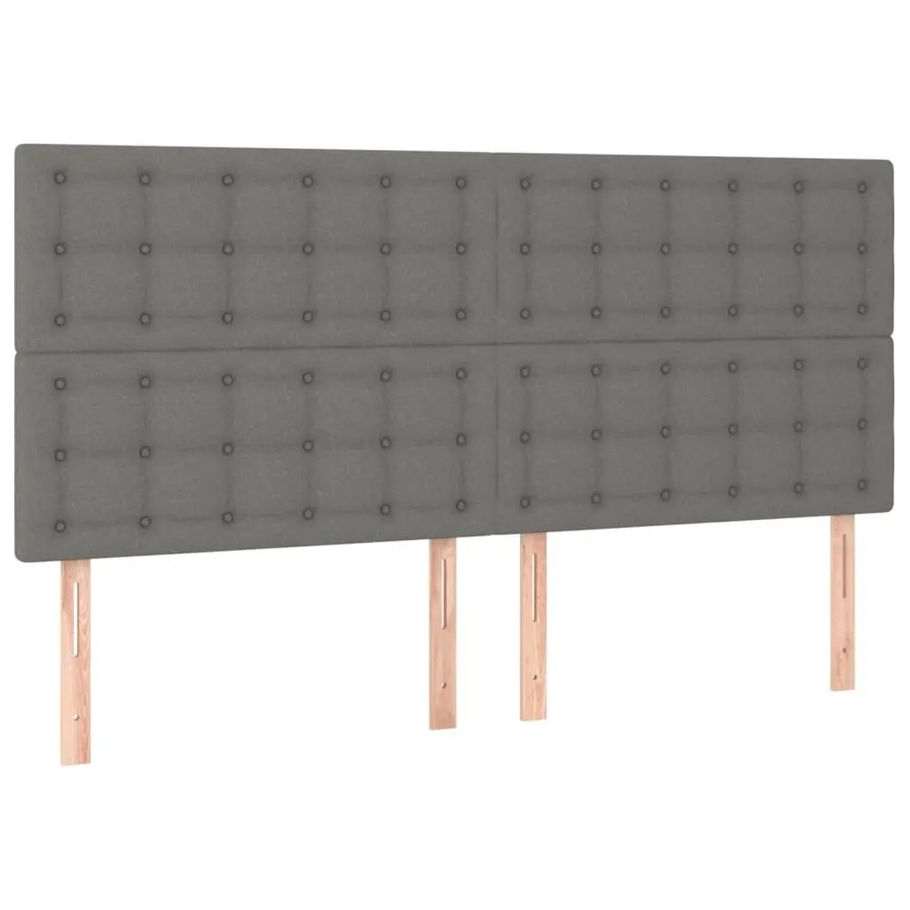 Queen Size Box Spring Bed Dark Grey 153x203 cm Fabric with Pocket Spring Mattress