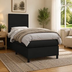 King Single Faux Leather Box Spring Bed with Pocket Mattress