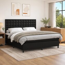 Queen Size Faux Leather Box Spring Bed with Pocket Spring Mattress
