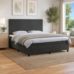 Queen Size Velvet Bed with Pocket Spring Mattress