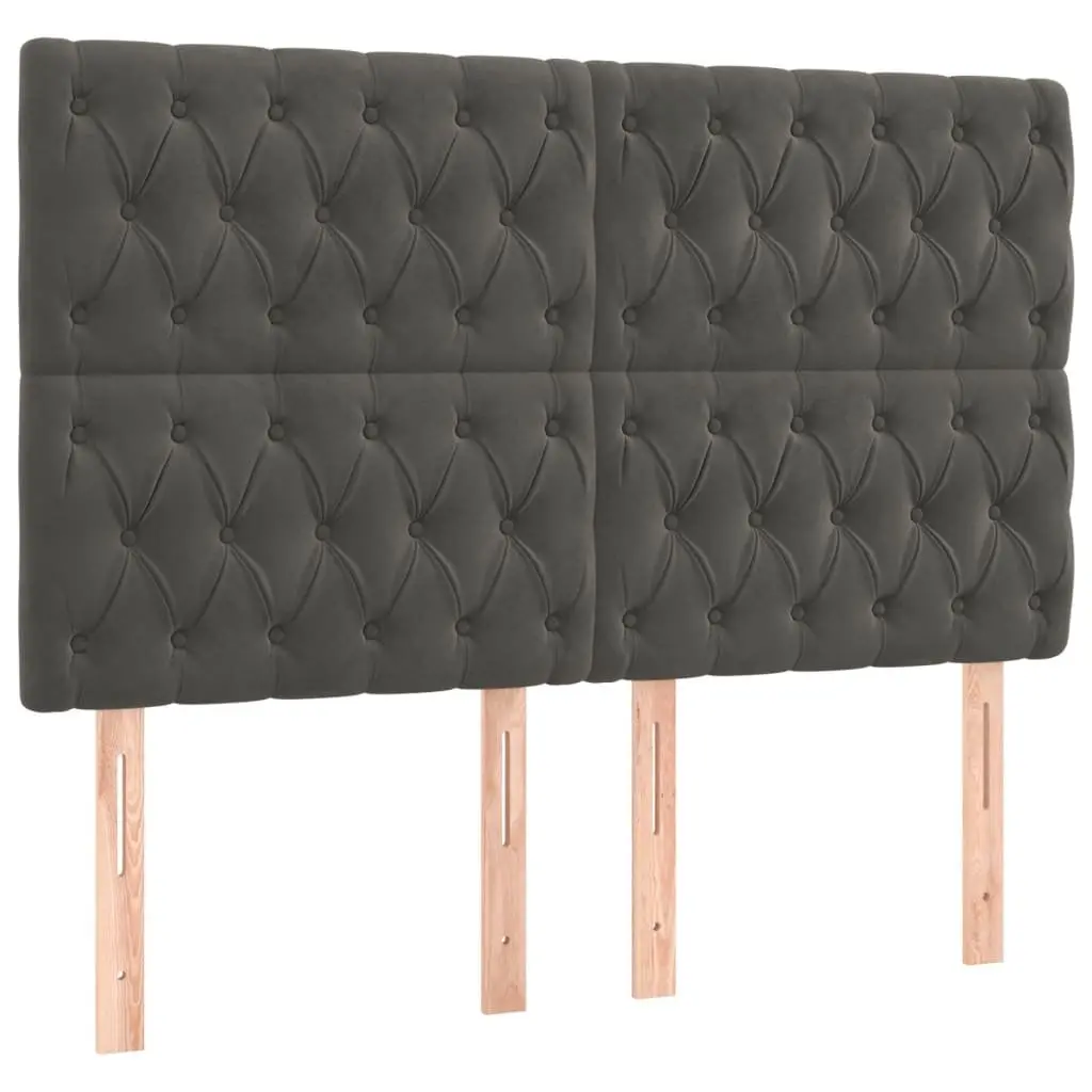Box Spring Bed with Velvet Headboard Queen Size 153x203 cm Grey