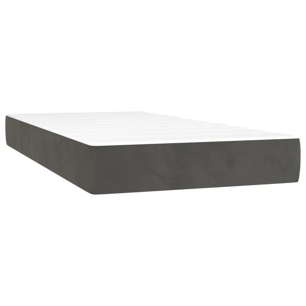 Box Spring Bed King Single Grey Velvet 106x203 cm with Pocket Spring Mattress