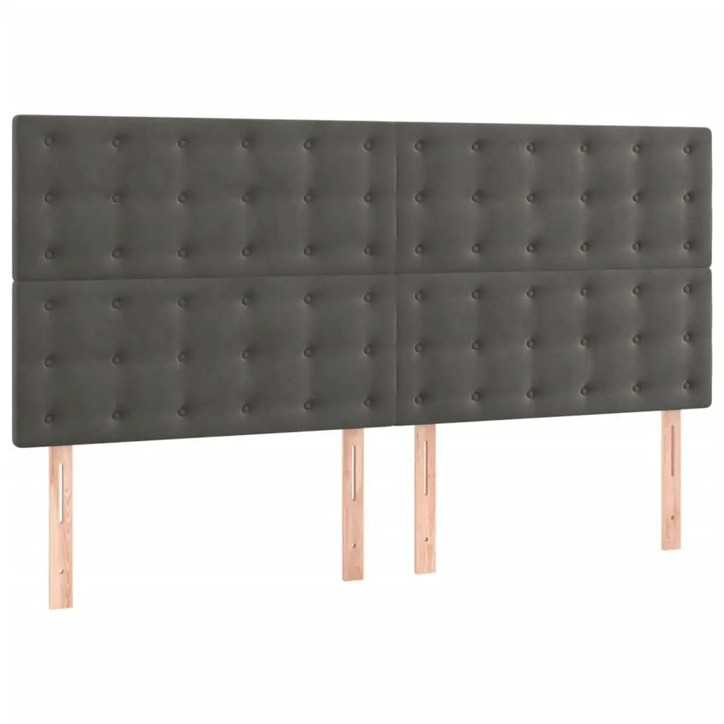 Queen Size Box Spring Bed Grey Velvet Adjustable Pocket Spring Mattress