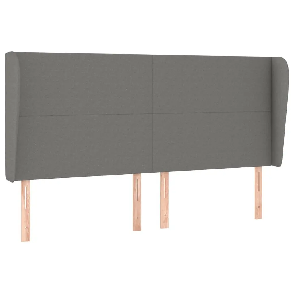 Box Spring Bed with Pocket Spring Mattress Queen Size Dark Grey Fabric Upholstery