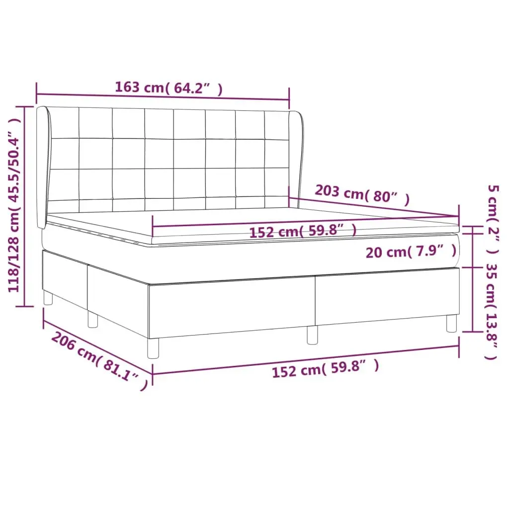 Queen Size Box Spring Bed Dark Grey Fabric with Pocket Spring Mattress