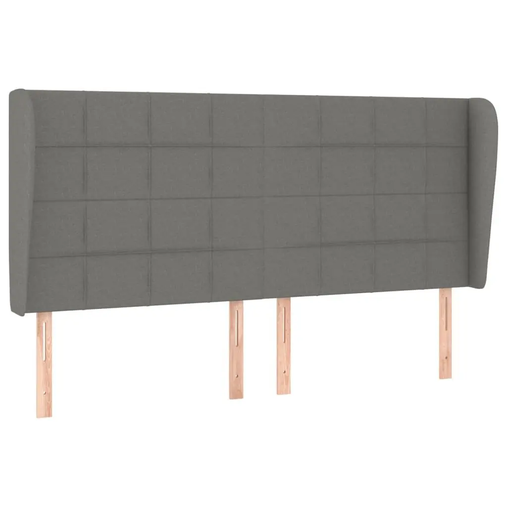 Queen Size Box Spring Bed Dark Grey Fabric with Pocket Spring Mattress