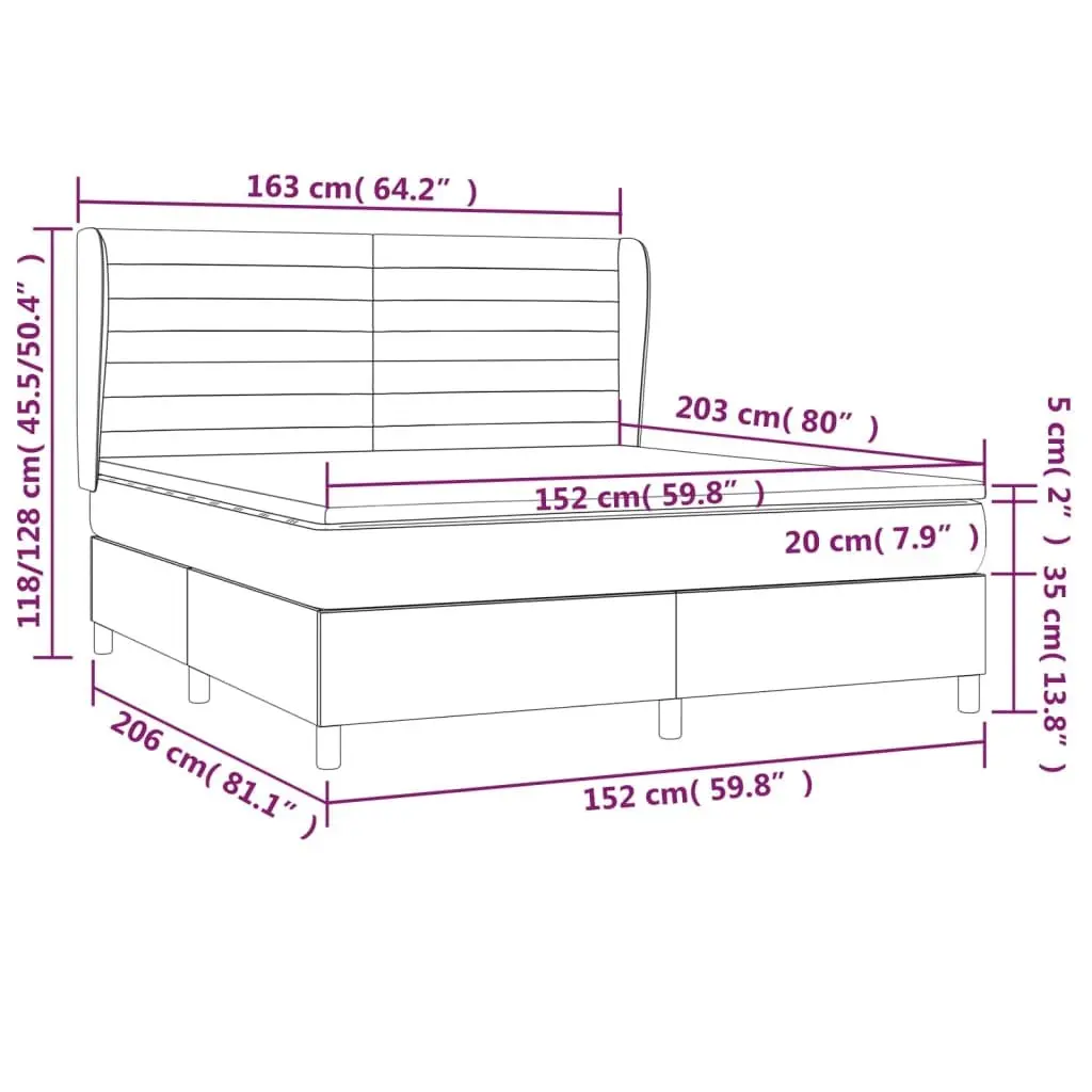 Box Spring Bed Dark Grey Fabric Queen Size with Integrated Pocket Spring Mattress