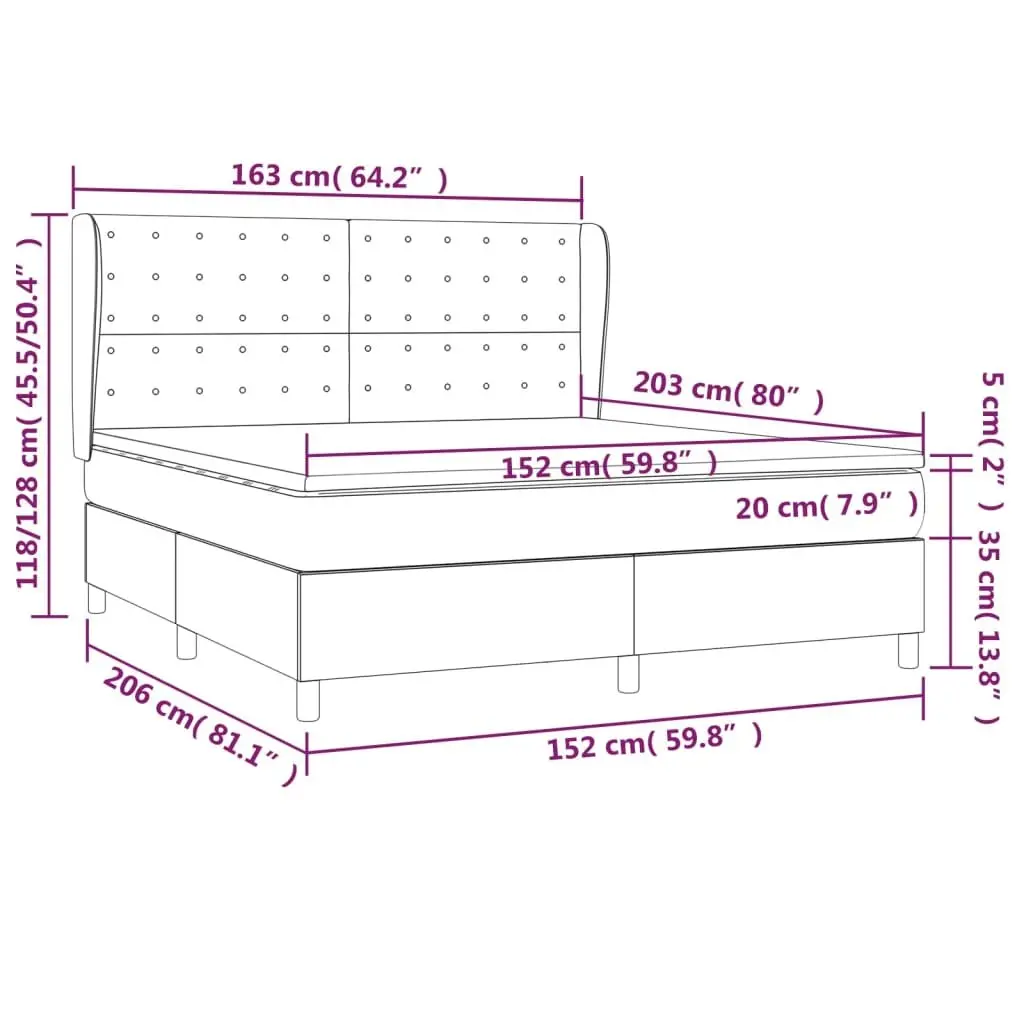 Box Spring Bed with Pocket Spring Mattress Queen Size Dark Grey Fabric Headboard