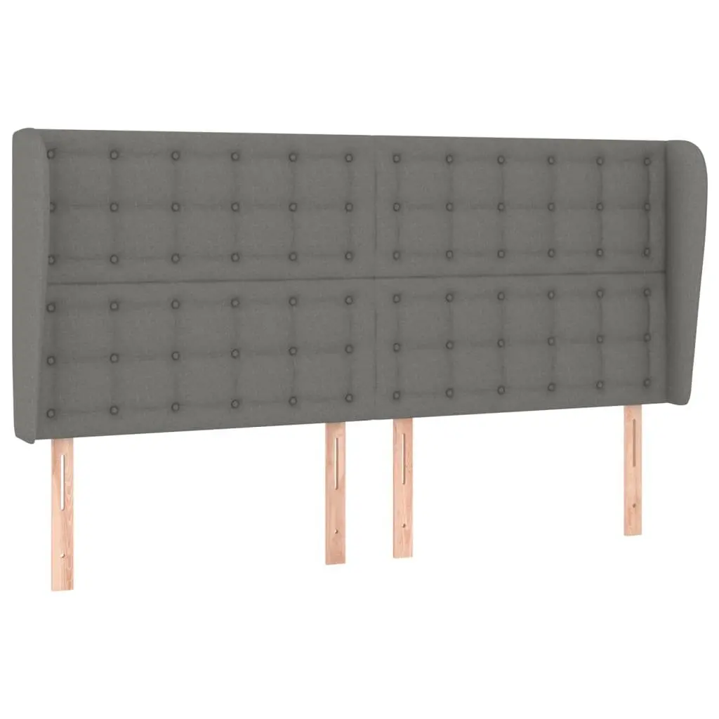 Box Spring Bed with Pocket Spring Mattress Queen Size Dark Grey Fabric Headboard