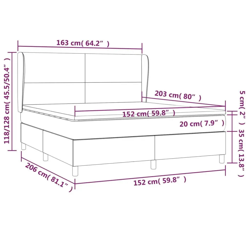 Box Spring Bed Queen Size Black Faux Leather with Pocket Spring Mattress