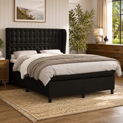 Elegant Box Spring Bed with Adjustable Headboard