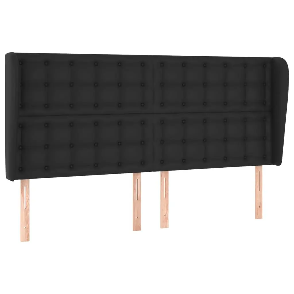 Queen Size Box Spring Bed Black Faux Leather with Pocket Spring Mattress
