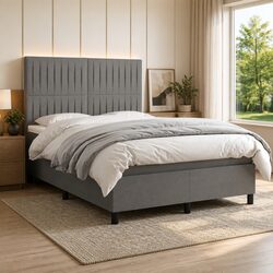 Stylish Box Spring Bed with LED Lights and Adjustable Headboard