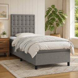LED Strip Box Spring Bed with Pocket Spring Mattress King Single