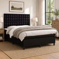 Box Spring Bed with Adjustable Headboard and Pocket Spring Mattress