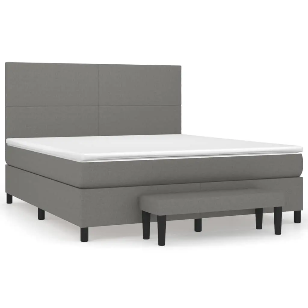 Box Spring Bed with Pocket Spring Mattress Grey Fabric Queen Size