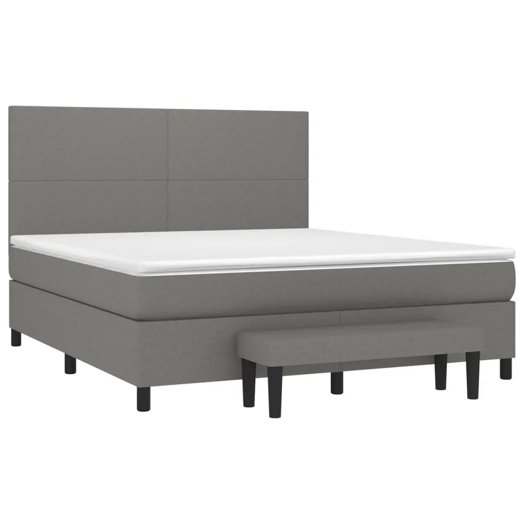Box Spring Bed with Pocket Spring Mattress Grey Fabric Queen Size