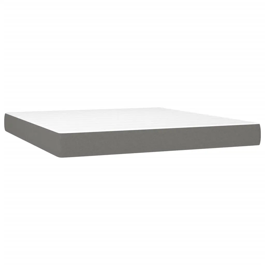 Queen Size Box Spring Bed Grey Fabric Headboard with Pocket Spring Mattress and Bench