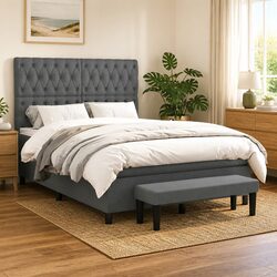 Comfortable Double Box Spring Bed with Adjustable Headboard