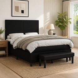 Comfortable Queen Size Box Spring Bed with Adjustable Headboard