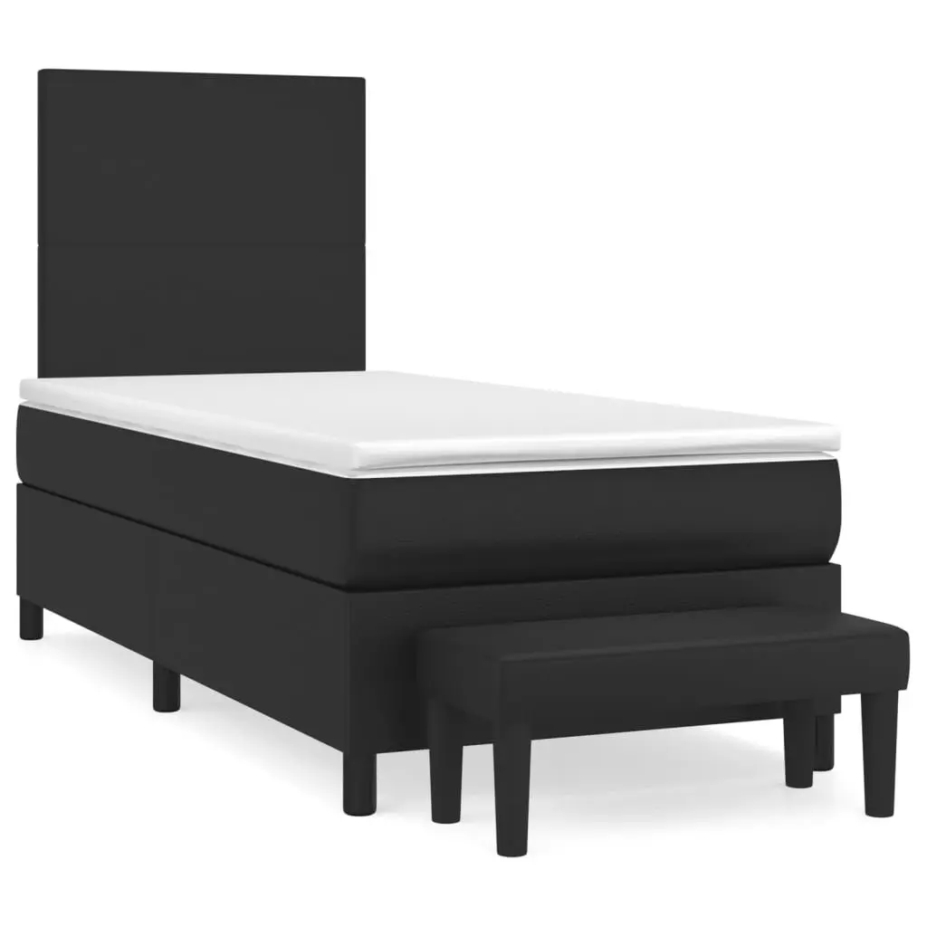 Box Spring Bed Adjustable Headboard King Single Faux Leather Pocket Spring Mattress