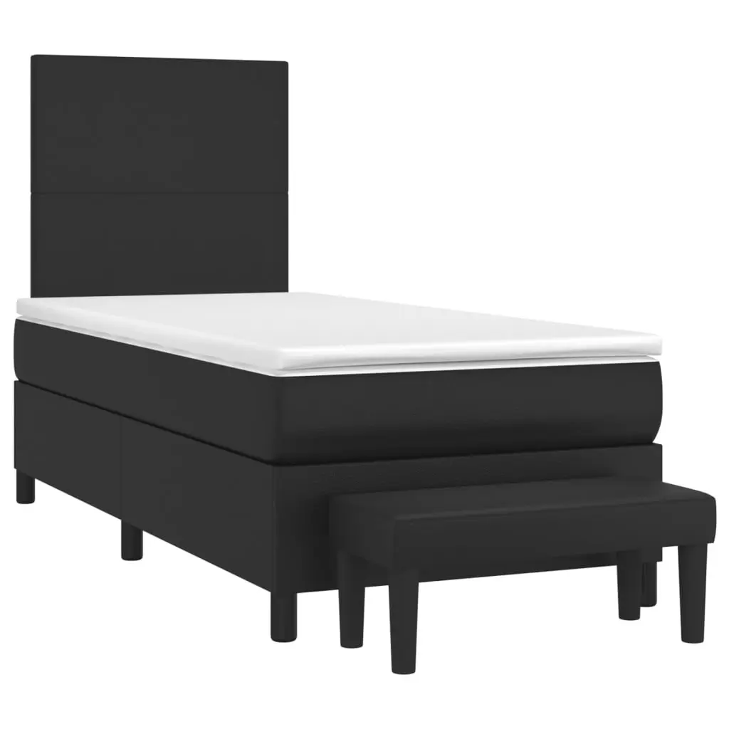 Box Spring Bed Adjustable Headboard King Single Faux Leather Pocket Spring Mattress