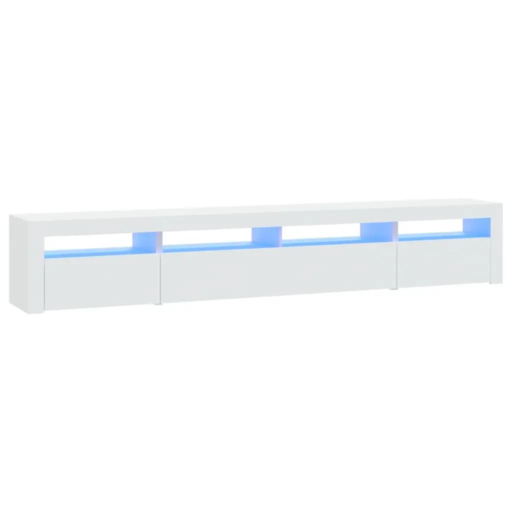 White TV Cabinet with RGB LED Lighting 240cm