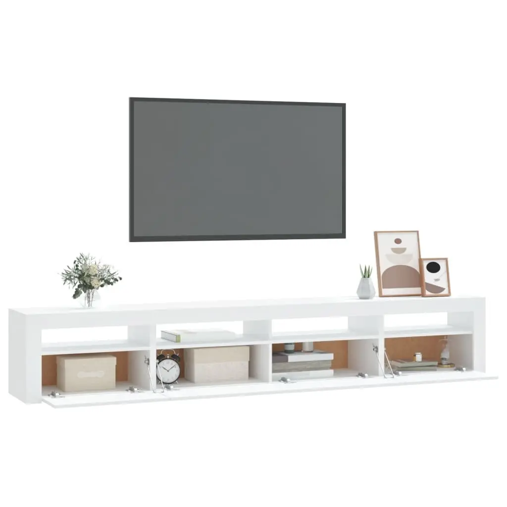 White TV Cabinet with RGB LED Lighting 240cm