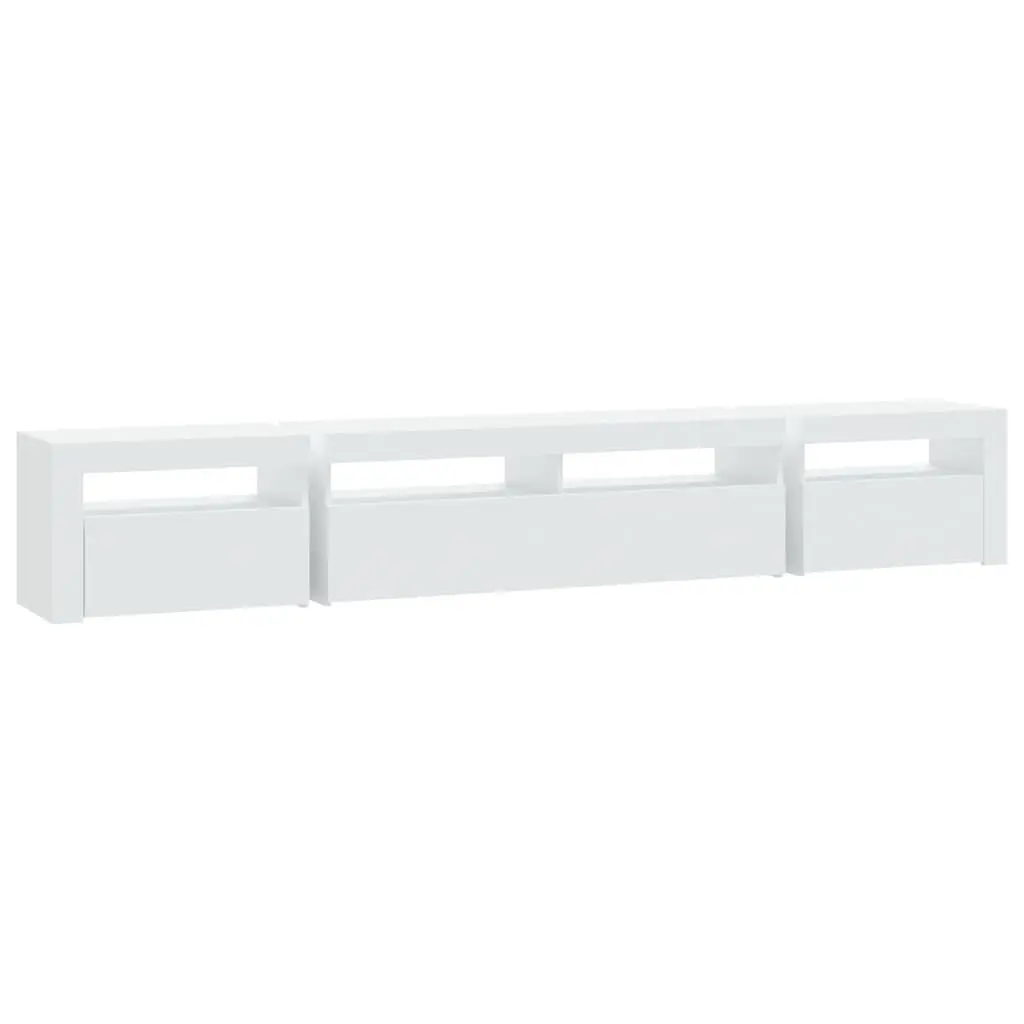 White TV Cabinet with RGB LED Lighting 240cm