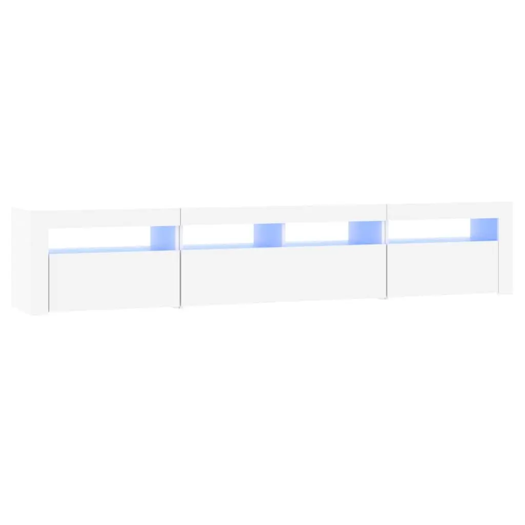 White LED Light TV Cabinet 210cm Storage Unit