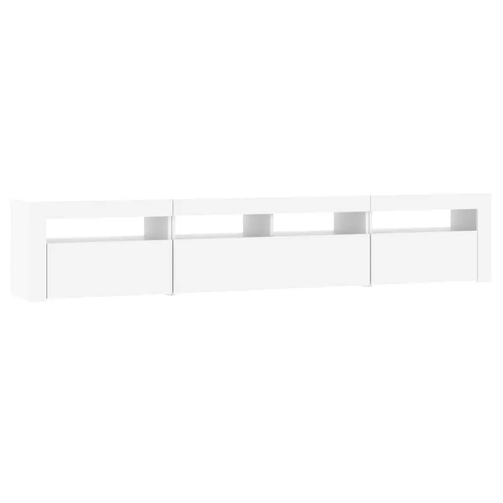 White LED Light TV Cabinet 210cm Storage Unit