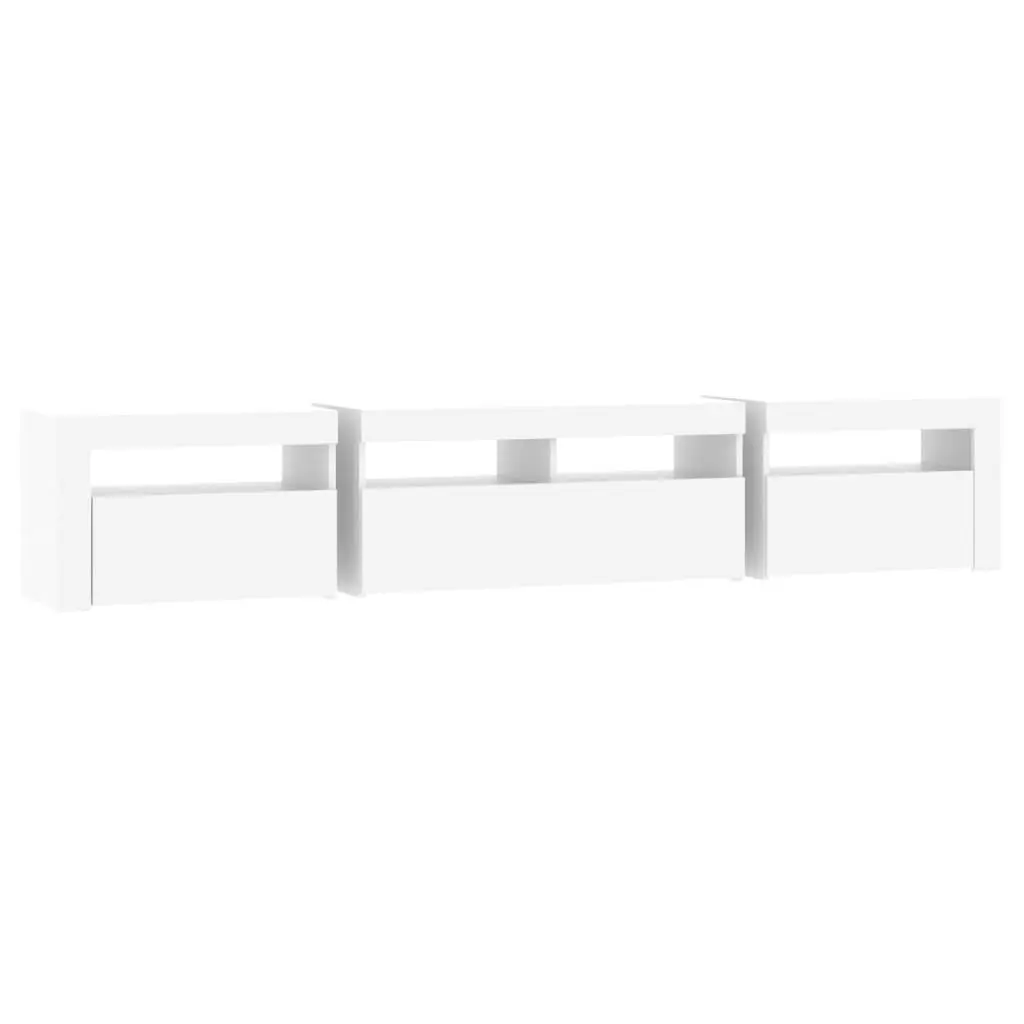 White LED Light TV Cabinet 210cm Storage Unit