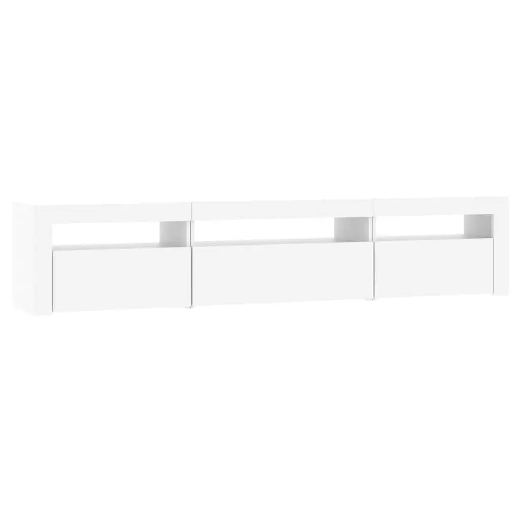TV Cabinet Modern White RGB LED Lights Engineered Wood Storage Unit 195x35x40 cm