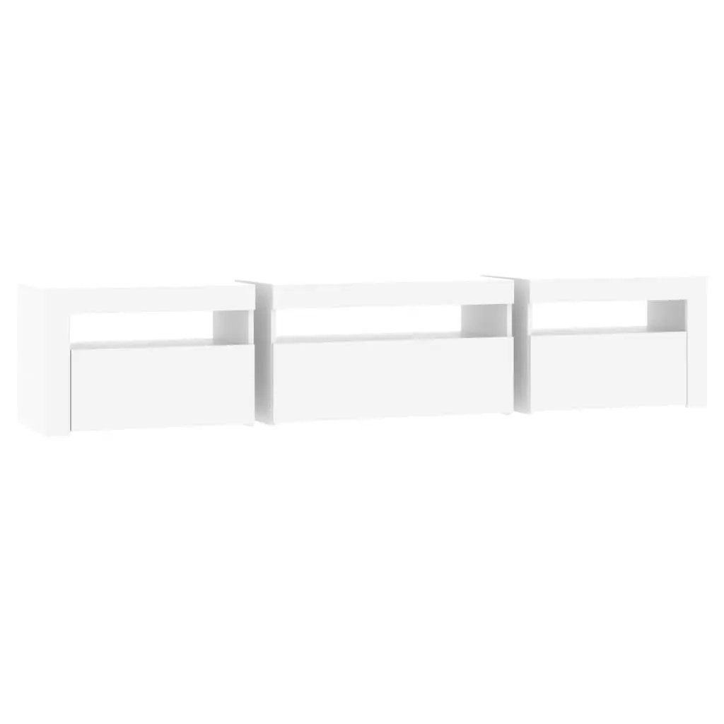 TV Cabinet Modern White RGB LED Lights Engineered Wood Storage Unit 195x35x40 cm