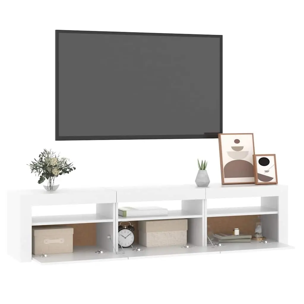 White TV Cabinet with RGB LED Lighting