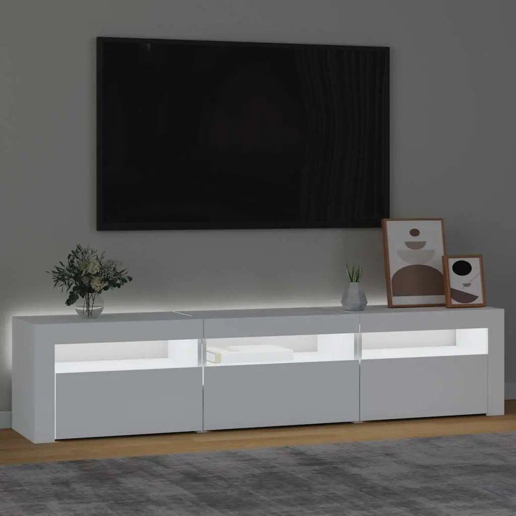 White TV Cabinet with RGB LED Lighting