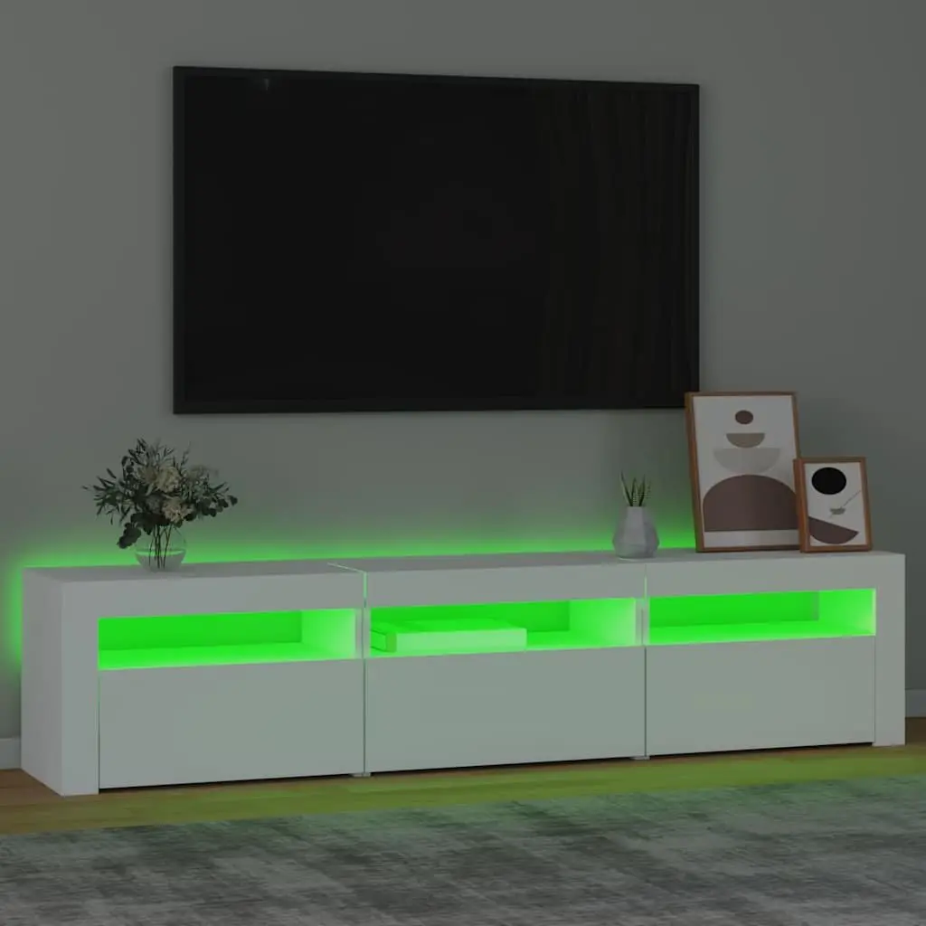 White TV Cabinet with RGB LED Lighting