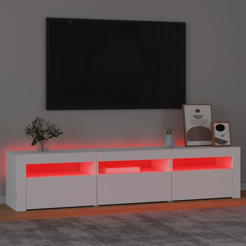 White TV Cabinet with RGB LED Lighting