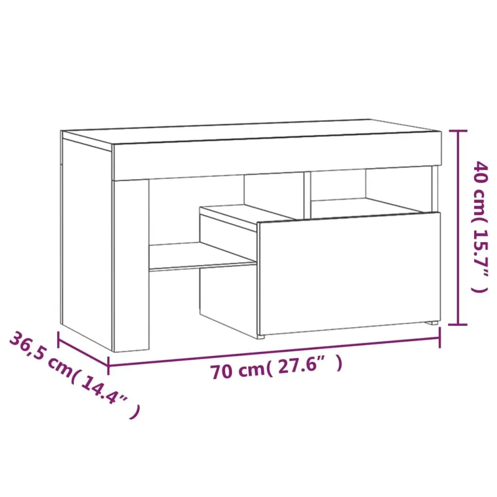 Bedside Cabinets 2 pcs LED Lights Modern Storage Nightstand Table Sonoma Oak