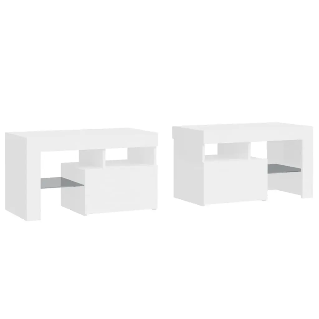 High Gloss White Bedside Cabinets with LED Lights
