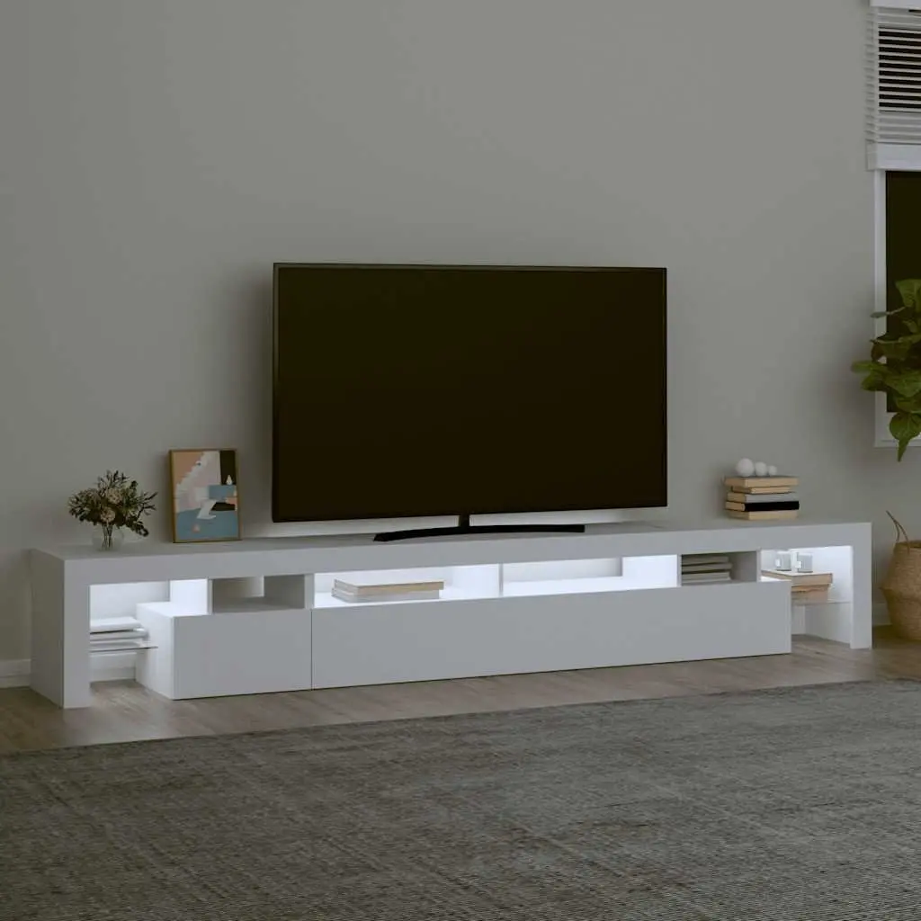TV Cabinet RGB LED Lights White Storage Unit 260x36.5x40cm Engineered Wood